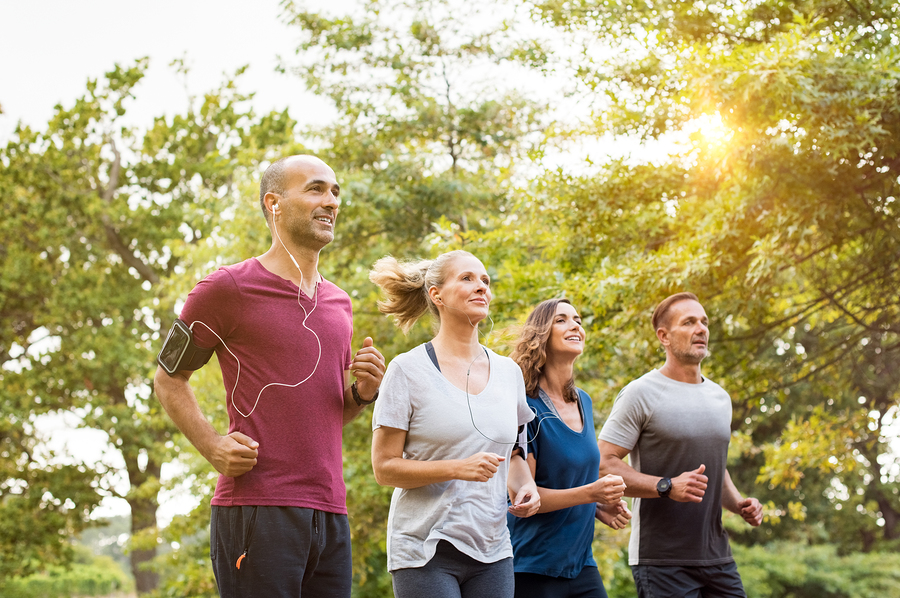 A healthy group of people on a run, much like those who are used for 'proving' research of homeopathic remedies. 