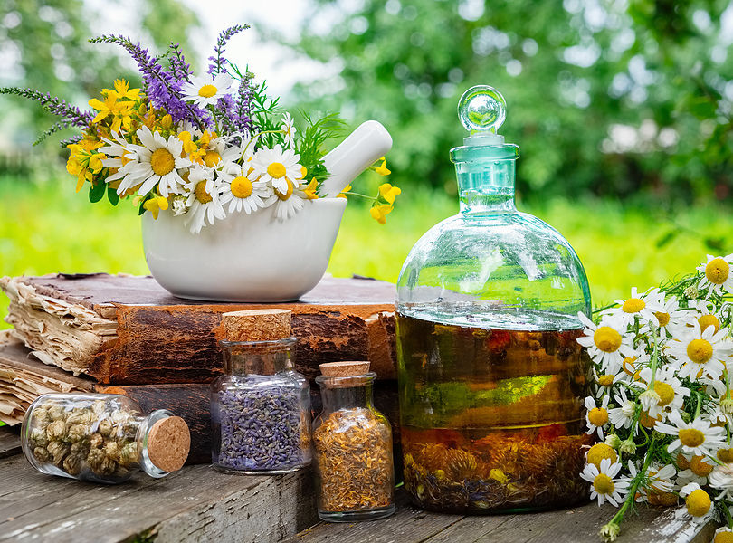 An appealing image of complimentary therapies that were used in the treatment of breast cancer treatment side effects.